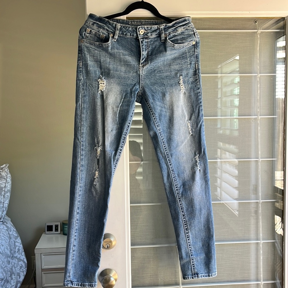 Z Co Distressed Denim straight leg Jean